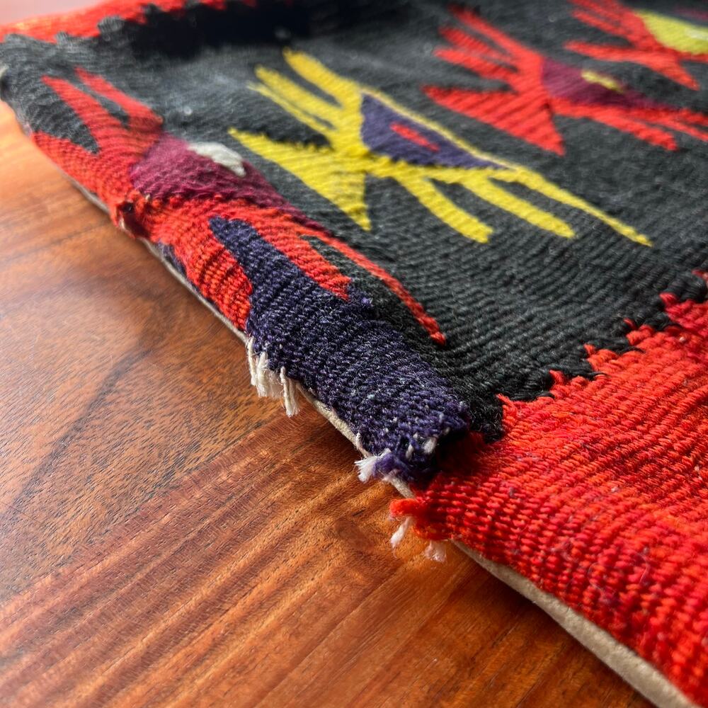 Southwest Kilim Style Woven Pillow Cover 18x18 Red Orange Black Boho Lodge Decor - Picture 6 of 15